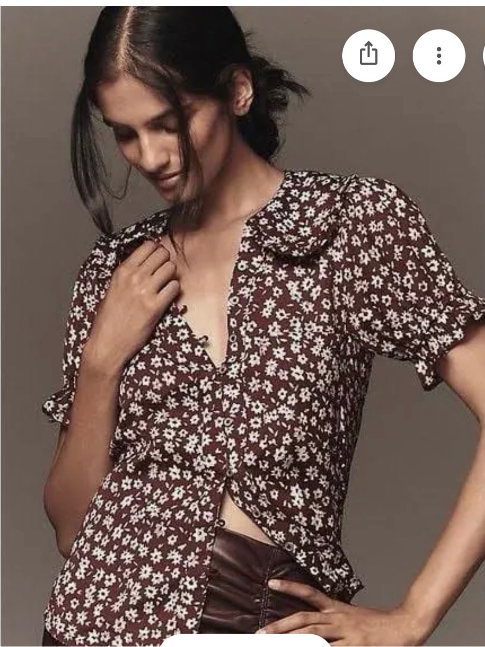 Pilcro Burgundy Floral Button-Down Blouse